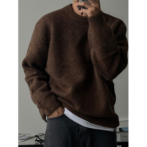 加厚圓領毛衣男款2025新款冬季慵懶風寬松高級感保暖針織衫線衣潮 加厚圓領毛衣男款2025新款冬季慵懶風寬松高級感保暖針織衫線衣潮