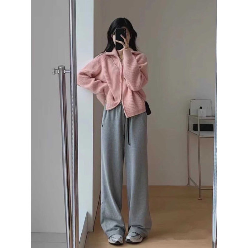 高級感超好看紫色針織開衫外套春秋季2025新款加厚翻領拉鍊毛衣女