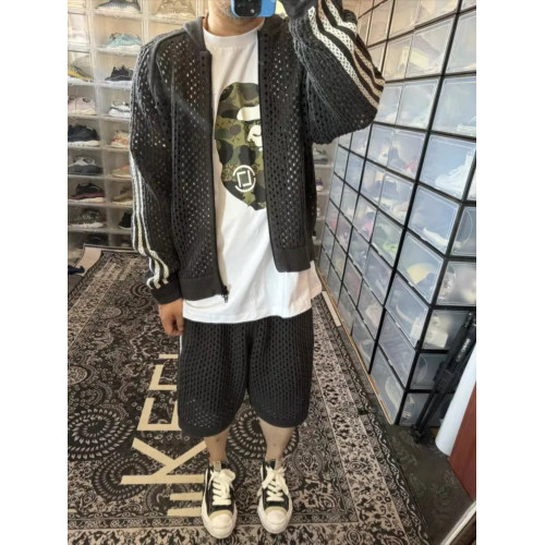 陳冠希潮牌同款鏤空針織衫男女短款寬松立領情侶長袖棒球毛衣外套 陳冠希潮牌同款鏤空針織衫男女短款寬松立領情侶長袖棒球毛衣外套