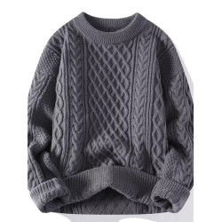 麻花毛衣男圓領韓版潮流針織衫2025新款秋冬厚款青少年提花打底衫