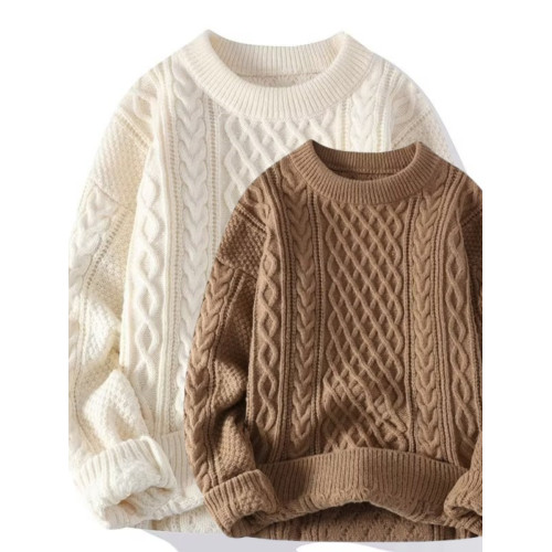 麻花毛衣男圓領韓版潮流針織衫2025新款秋冬厚款青少年提花打底衫 麻花毛衣男圓領韓版潮流針織衫2025新款秋冬厚款青少年提花打底衫