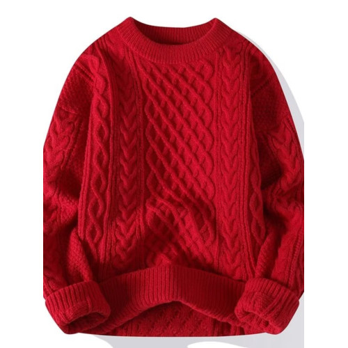 麻花毛衣男圓領韓版潮流針織衫2025新款秋冬厚款青少年提花打底衫 麻花毛衣男圓領韓版潮流針織衫2025新款秋冬厚款青少年提花打底衫