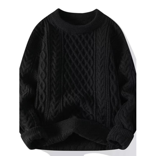 麻花毛衣男圓領韓版潮流針織衫2025新款秋冬厚款青少年提花打底衫 麻花毛衣男圓領韓版潮流針織衫2025新款秋冬厚款青少年提花打底衫