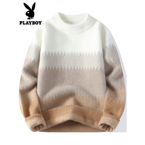 花花公子毛衣男士秋冬季半高領水貂絨羊毛針織衫一體絨打底衫上衣 花花公子毛衣男士秋冬季半高領水貂絨羊毛針織衫一體絨打底衫上衣