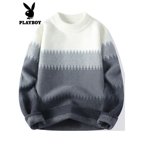 花花公子毛衣男士秋冬季半高領水貂絨羊毛針織衫一體絨打底衫上衣 花花公子毛衣男士秋冬季半高領水貂絨羊毛針織衫一體絨打底衫上衣