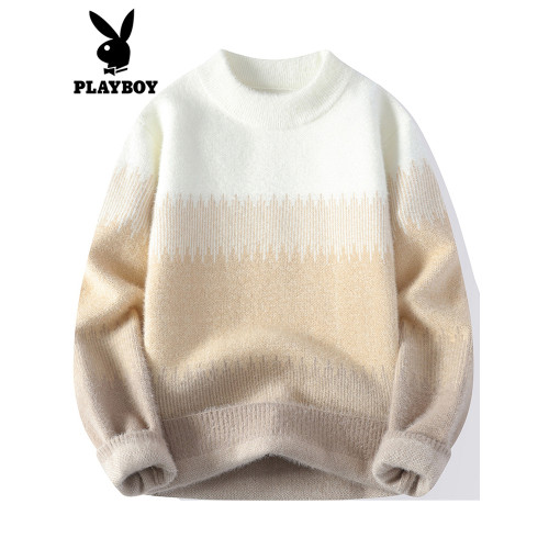 花花公子毛衣男士秋冬季半高領水貂絨羊毛針織衫一體絨打底衫上衣 花花公子毛衣男士秋冬季半高領水貂絨羊毛針織衫一體絨打底衫上衣