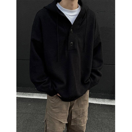 灰色連帽針織衫男款冬季加厚慵懶痞帥風美式毛衣重磅內搭衛衣外套 灰色連帽針織衫男款冬季加厚慵懶痞帥風美式毛衣重磅內搭衛衣外套