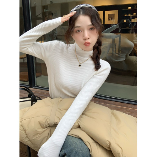 粉色毛衣冬季加絨女秋冬2025新款內搭打底衫一體絨高級感針織上衣