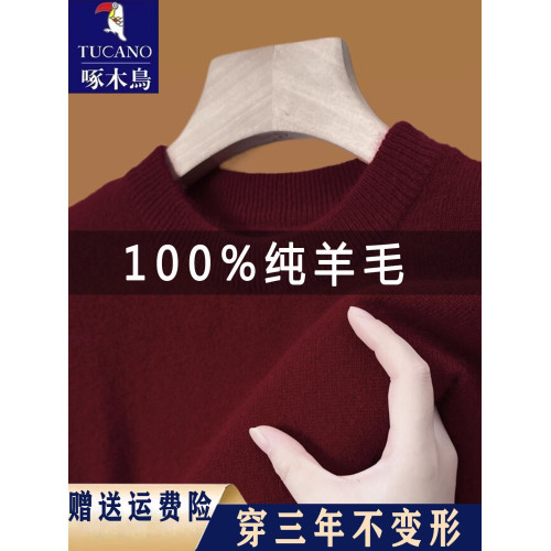 啄木鳥冬季羊毛衫男士圓領加厚毛衣加絨半高領針織衫中年羊絨線衫 啄木鳥冬季羊毛衫男士圓領加厚毛衣加絨半高領針織衫中年羊絨線衫