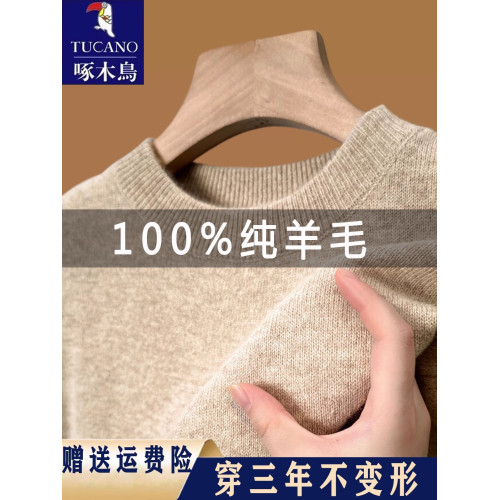 啄木鳥冬季羊毛衫男士圓領加厚毛衣加絨半高領針織衫中年羊絨線衫 啄木鳥冬季羊毛衫男士圓領加厚毛衣加絨半高領針織衫中年羊絨線衫