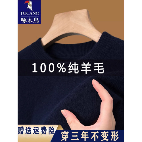 啄木鳥冬季羊毛衫男士圓領加厚毛衣加絨半高領針織衫中年羊絨線衫 啄木鳥冬季羊毛衫男士圓領加厚毛衣加絨半高領針織衫中年羊絨線衫