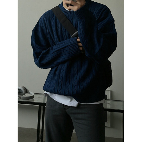 老錢風麻花紋毛衣男秋冬韓版寬松慵懶高級感加厚圓領毛衣休閒外套 老錢風麻花紋毛衣男秋冬韓版寬松慵懶高級感加厚圓領毛衣休閒外套