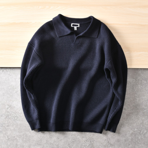 滿滿高級感!85棉+15羊絨!男裝秋冬休閒翻領純色針織衫毛衣 滿滿高級感!85棉+15羊絨!男裝秋冬休閒翻領純色針織衫毛衣