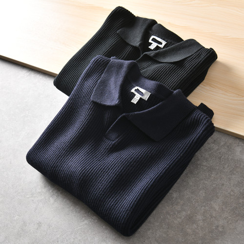 滿滿高級感!85棉+15羊絨!男裝秋冬休閒翻領純色針織衫毛衣 滿滿高級感!85棉+15羊絨!男裝秋冬休閒翻領純色針織衫毛衣