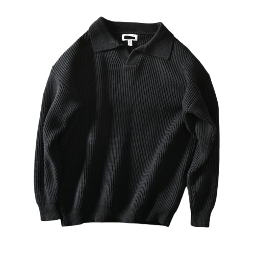 滿滿高級感!85棉+15羊絨!男裝秋冬休閒翻領純色針織衫毛衣 滿滿高級感!85棉+15羊絨!男裝秋冬休閒翻領純色針織衫毛衣