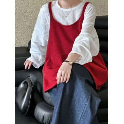 韓系U領氣質百搭針織吊帶背心女2025秋季新款慵嬾風無袖上衣曡穿