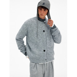 MADWITCH秋冬氛圍感排釦羊毛混紡針織衫男女寬松休閒軟糯開衫毛衣