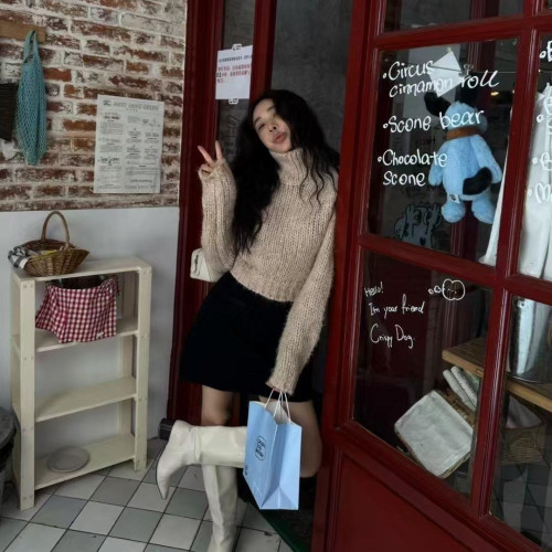 2025冬季新款韓版純色淨版高領百搭顯瘦ins風保暖小衆短款毛衣女