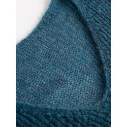 暖色系秋裝羊毛毛衣慵嬾風超好看的寬鬆V領外穿藍色上衣針織衫女