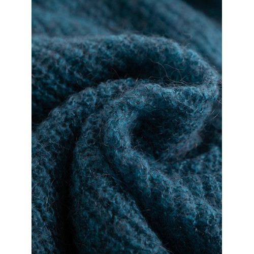 暖色系秋裝羊毛毛衣慵嬾風超好看的寬鬆V領外穿藍色上衣針織衫女