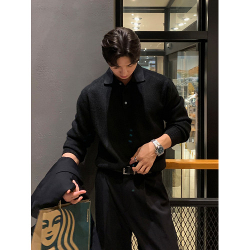 SSUMENAM「紋理感」polo領毛衣男秋冬季設計感小衆寬松翻領針織衫 SSUMENAM「紋理感」polo領毛衣男秋冬季設計感小衆寬松翻領針織衫