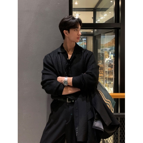 SSUMENAM「紋理感」polo領毛衣男秋冬季設計感小衆寬松翻領針織衫 SSUMENAM「紋理感」polo領毛衣男秋冬季設計感小衆寬松翻領針織衫