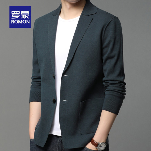 羅矇針織衫開衫外套男春秋季2025新款春裝西服男士外穿毛衣西裝潮
