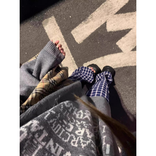 韓系慵嬾灰色毛衣女秋冬加厚字母提花圓領針織衫寬鬆套頭長袖上衣