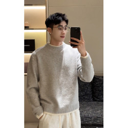 假兩件灰色毛衣男款冬季高級感韓系內搭針織衫cleanfit保暖外套