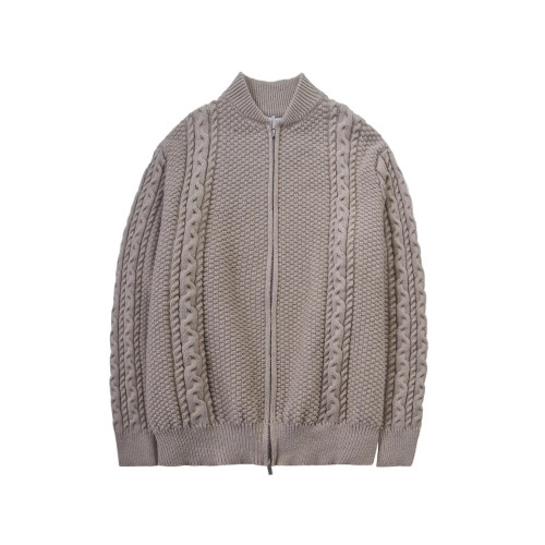 復古麻花針織開衫男士秋冬潮流小衆高級感懷舊棒球領毛衣拉鍊外套