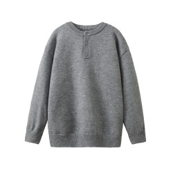 復古老錢風純色百搭針織衫毛衣男女秋冬慵懶感寬松休閒亨利領外套