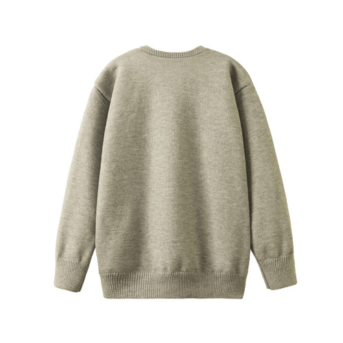 復古老錢風純色百搭針織衫毛衣男女秋冬慵懶感寬松休閒亨利領外套