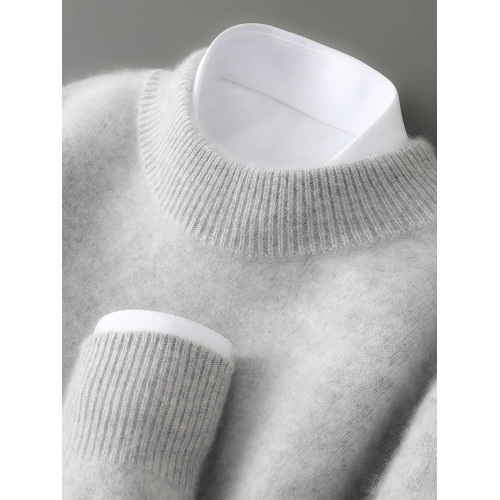 雙股加厚100%純羊毛衫男秋冬季半高領軟糯寬松套頭針織打底衫毛衣