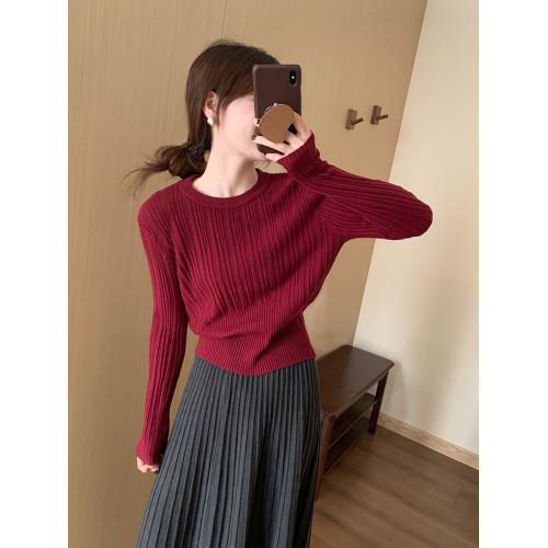 話裡收腰設計顯瘦圓領打底衫2025秋季新款高級感軟糯上衣內搭小衫