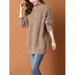 2025秋冬新款慵懶圓領寬松毛衣女針織中長款包臀打底衫女內搭加厚