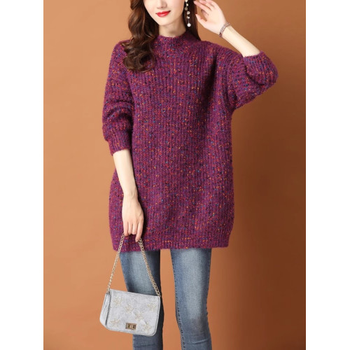 2025秋冬新款慵懶圓領寬松毛衣女針織中長款包臀打底衫女內搭加厚 2025秋冬新款慵懶圓領寬松毛衣女針織中長款包臀打底衫女內搭加厚