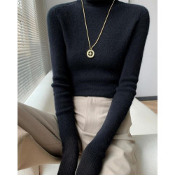 黑色高領毛衣女士2025秋冬新款修身高級感內搭針織打底衫上衣秋裝