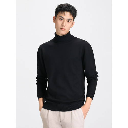 秋冬季高領毛衣男寬松百搭加絨加厚毛衫男士白色打底衫翻領針織衫