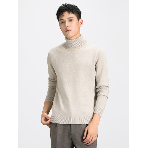 秋冬季高領毛衣男寬松百搭加絨加厚毛衫男士白色打底衫翻領針織衫