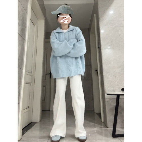 韓系慵嬾風藍色奶fufu毛衣女秋冬2026新款寬鬆加厚針織衫上衣春季