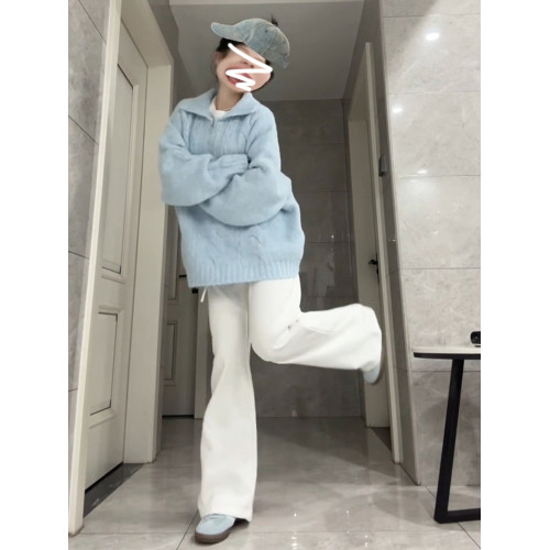 韓系慵嬾風藍色奶fufu毛衣女秋冬2026新款寬鬆加厚針織衫上衣春季