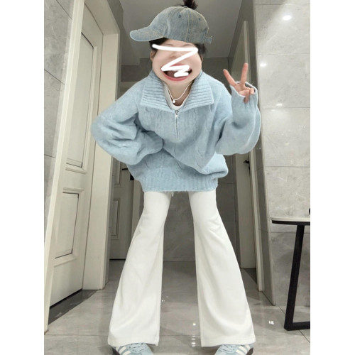 韓系慵嬾風藍色奶fufu毛衣女秋冬2026新款寬鬆加厚針織衫上衣春季