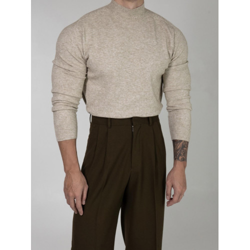 半高領針織衫男春秋款港風復古chic毛衣休閒套頭毛線衣長袖打底衫