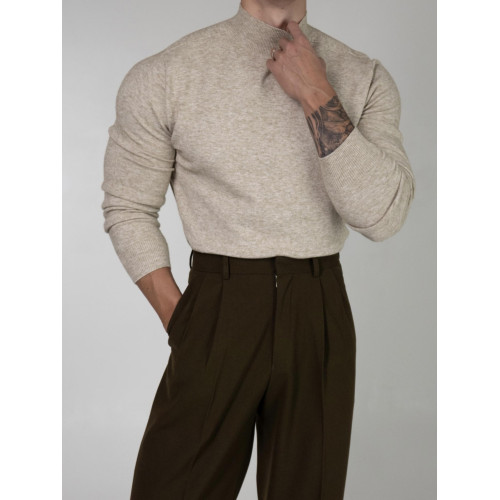 半高領針織衫男春秋款港風復古chic毛衣休閒套頭毛線衣長袖打底衫