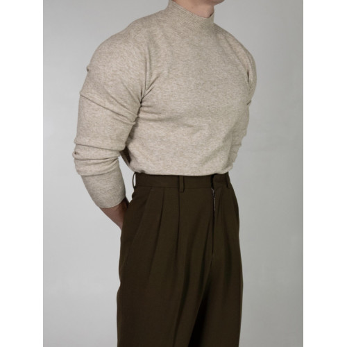 半高領針織衫男春秋款港風復古chic毛衣休閒套頭毛線衣長袖打底衫