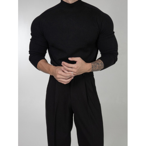 半高領針織衫男春秋款港風復古chic毛衣休閒套頭毛線衣長袖打底衫