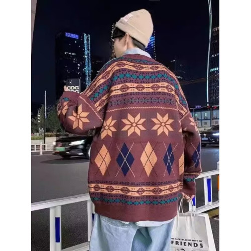 秋冬美拉德針織衫情侶裝套頭線衣寬松慵懶oversize毛衣男女款外套