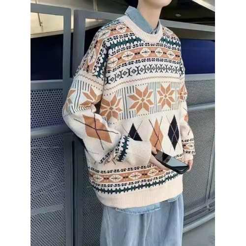 秋冬美拉德針織衫情侶裝套頭線衣寬松慵懶oversize毛衣男女款外套