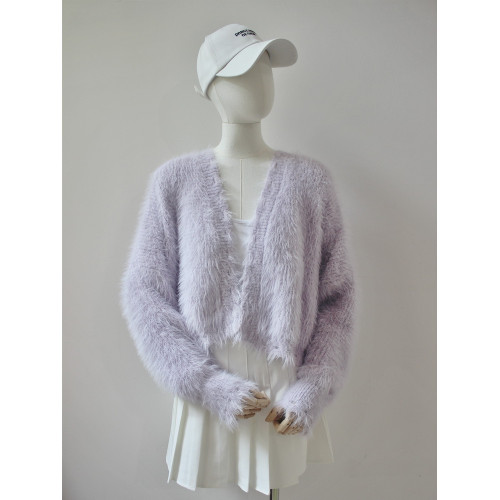 毛衫之都超好看軟糯針織開衫毛衣女春秋寬鬆慵懶仿水貂絨短款外套