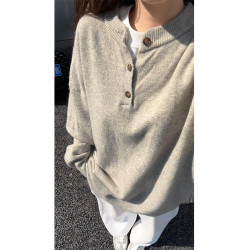 美式復古亨利領毛衣男冬季cleanfit打底針織衫慵懶風情侶內搭線衣